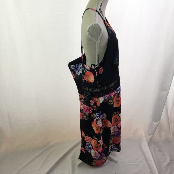 Premier Amour Floral Dress Black Red Yellow 14 - Picture 4 of 13